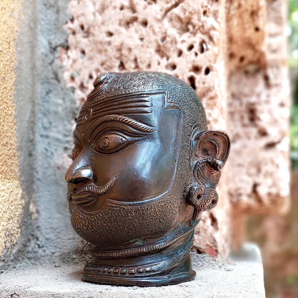 Brass Bust of Lord Shiva - The Supreme Creator. Height 15 cm x Width 14 cm