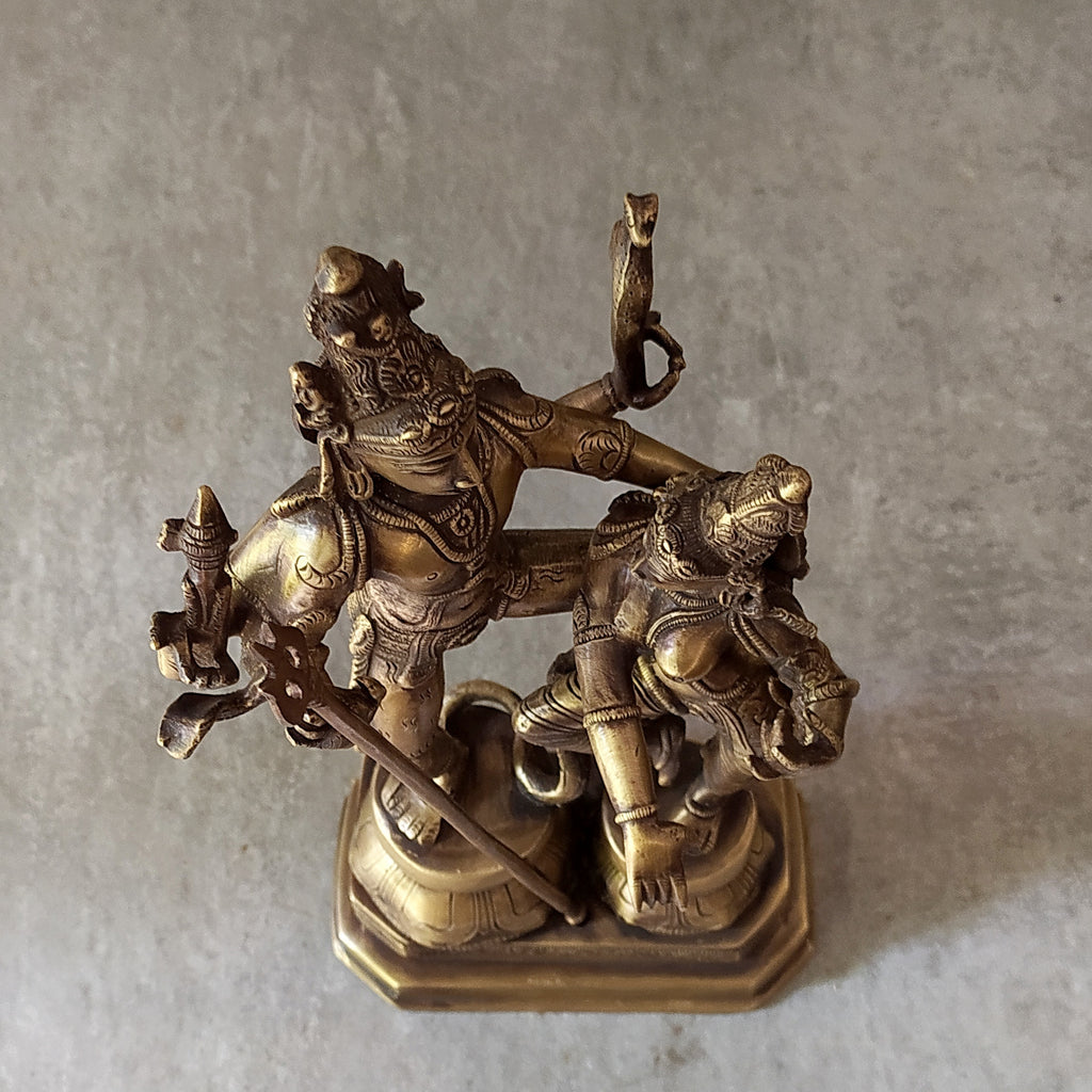 Majestic Brass Sculpture of Dancing Shiva & Parvati - H 33 cm x W 26 cm