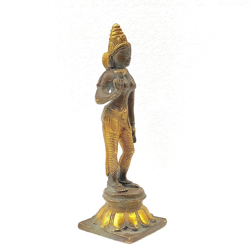 Brass Sculpture Of Parvati - Goddess of Fertility, Love & Devotion. Height 20 cm