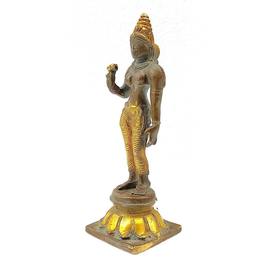 Brass Sculpture Of Parvati - Goddess of Fertility, Love & Devotion. Height 20 cm