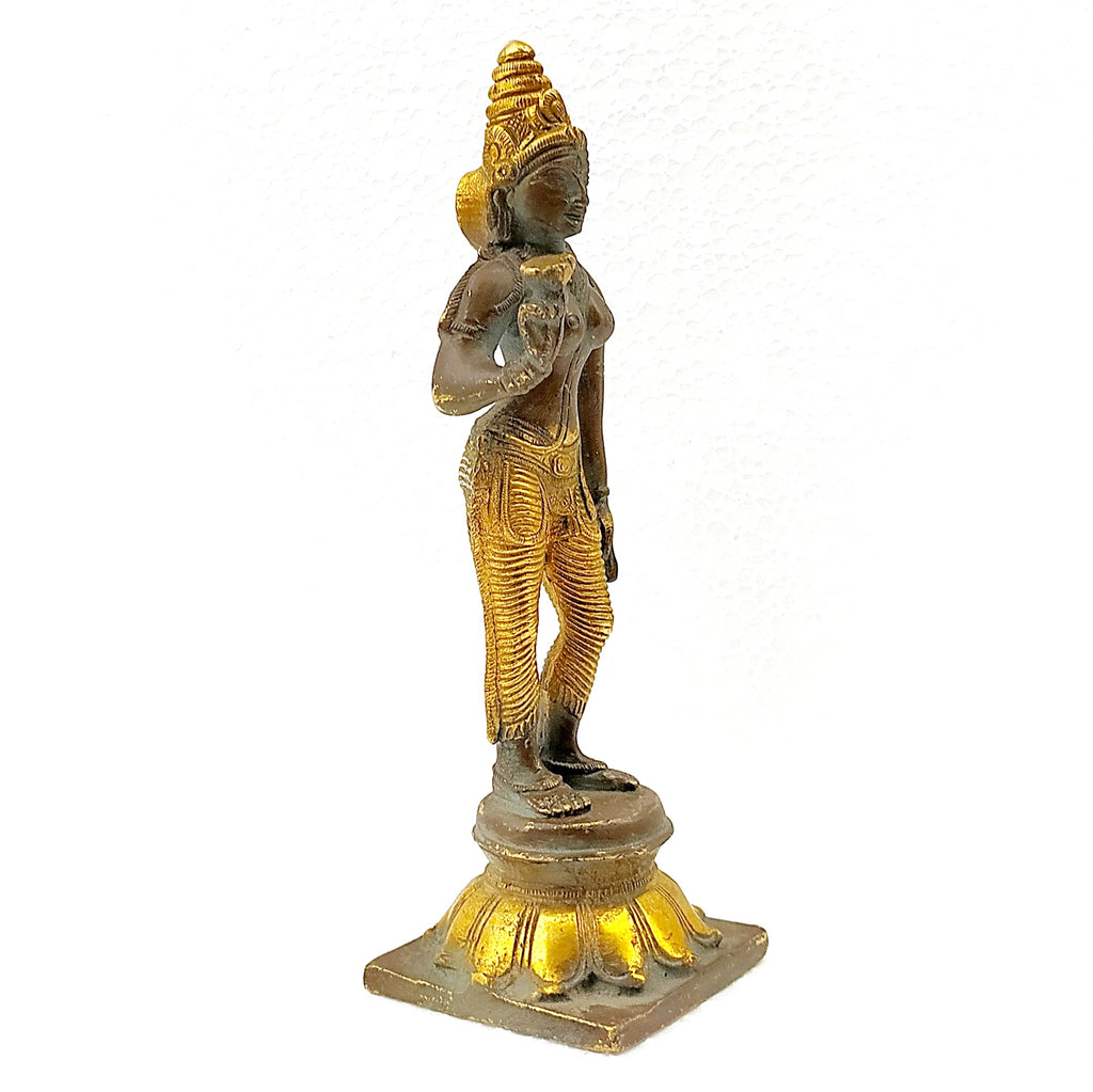 Brass Sculpture Of Parvati - Goddess of Fertility, Love & Devotion. Height 20 cm