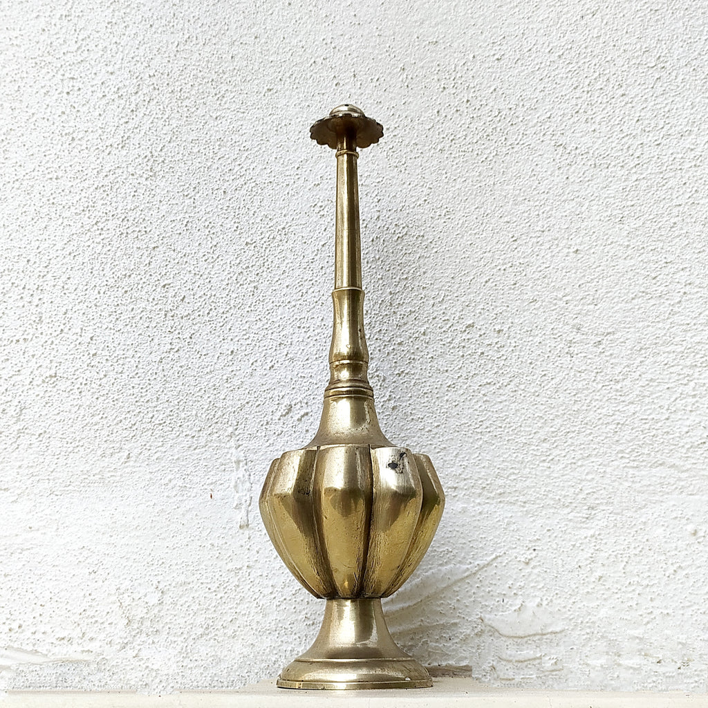 Vintage Brass Rose Water Sprinkler With Exquisite Ribbed Mid Century Design.  Height 26 cm