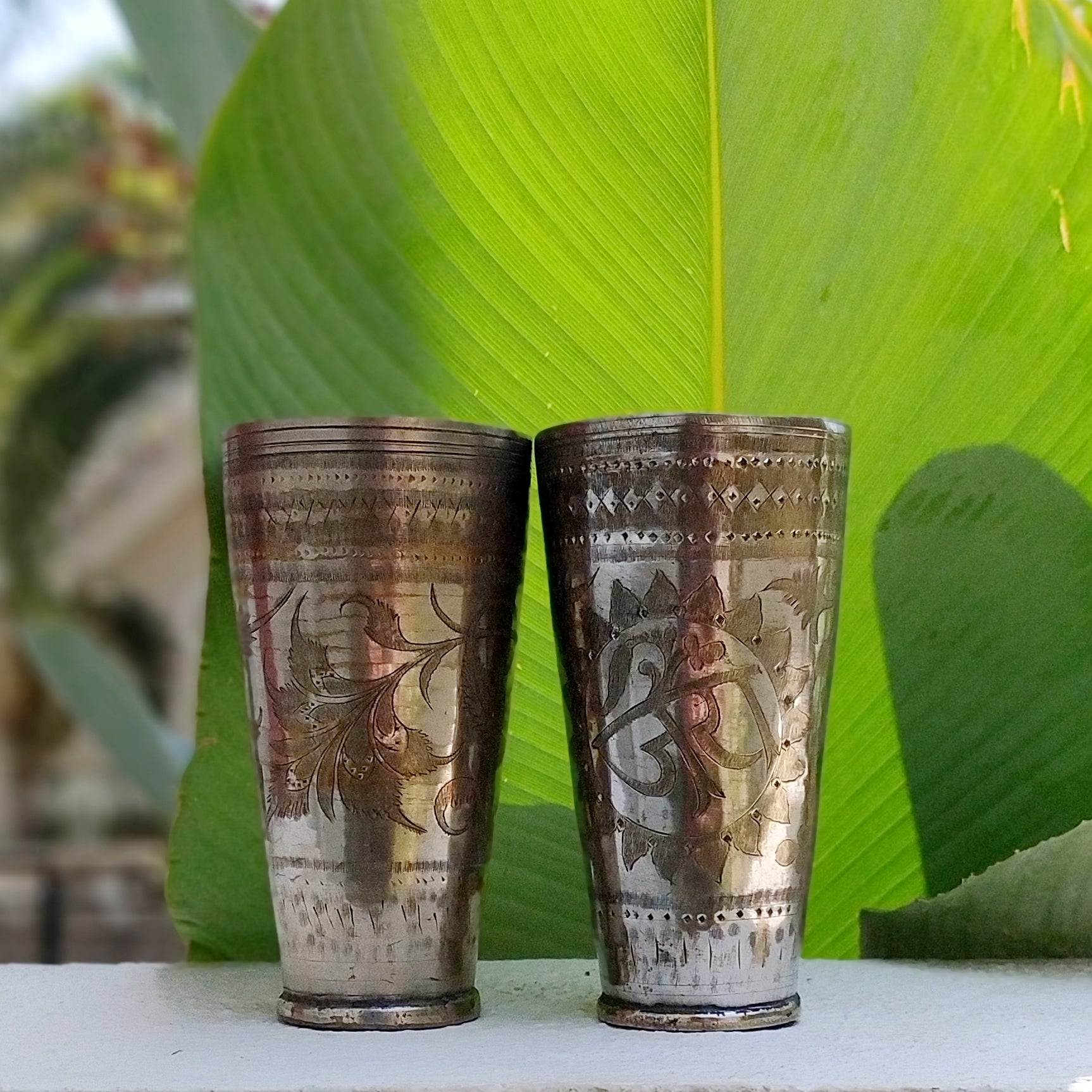 Vintage Brass Hand Carved Kitchen Glass Traditional Indian Brass Water  Drinking Tumbler Home Decorative Collective Brass Tumbler G66-921 