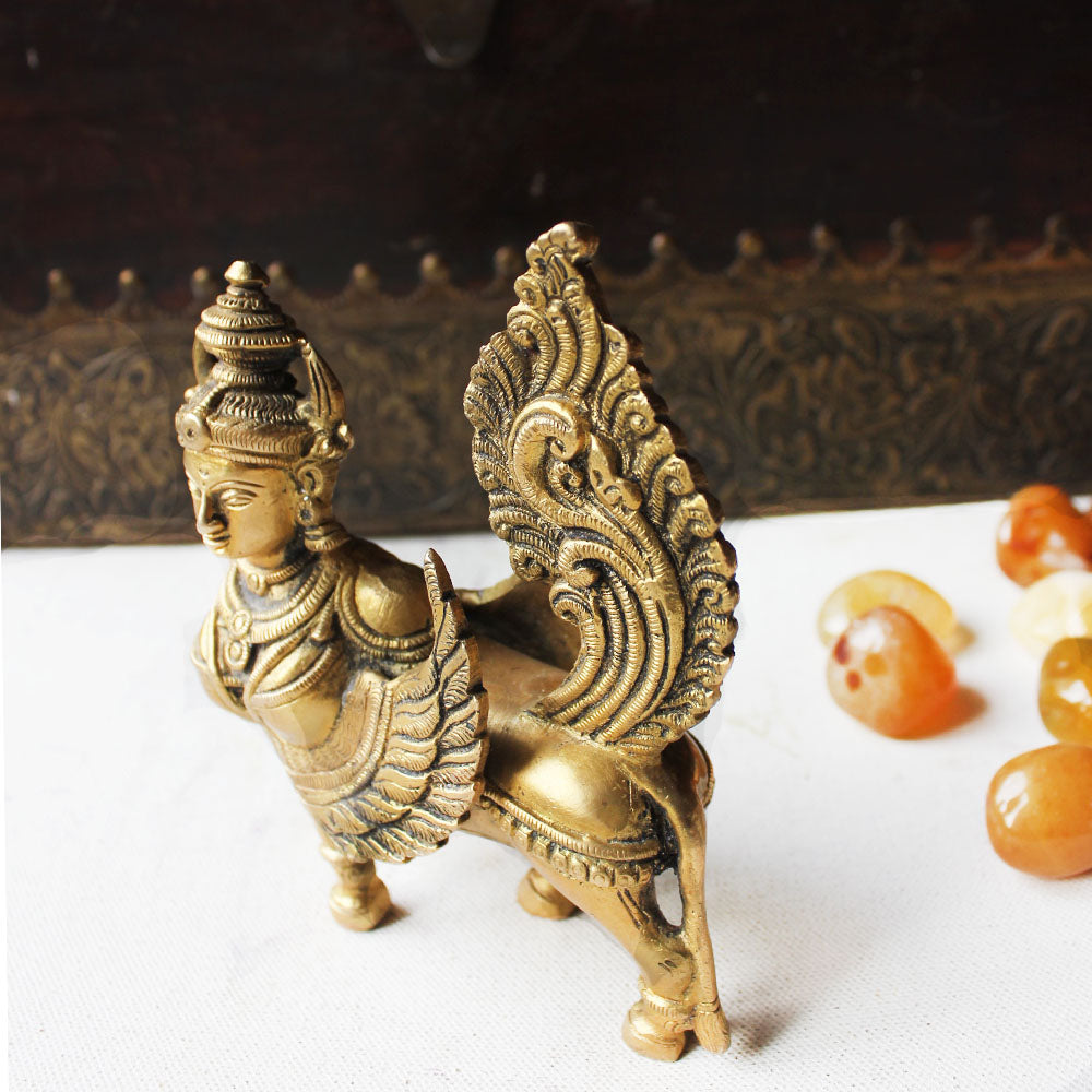 Kamadhenu - The Fragrant One And Mother goddess of The Indian Cow. Size H 14 cm x L 12 cm x W 5 cm - theindianweave