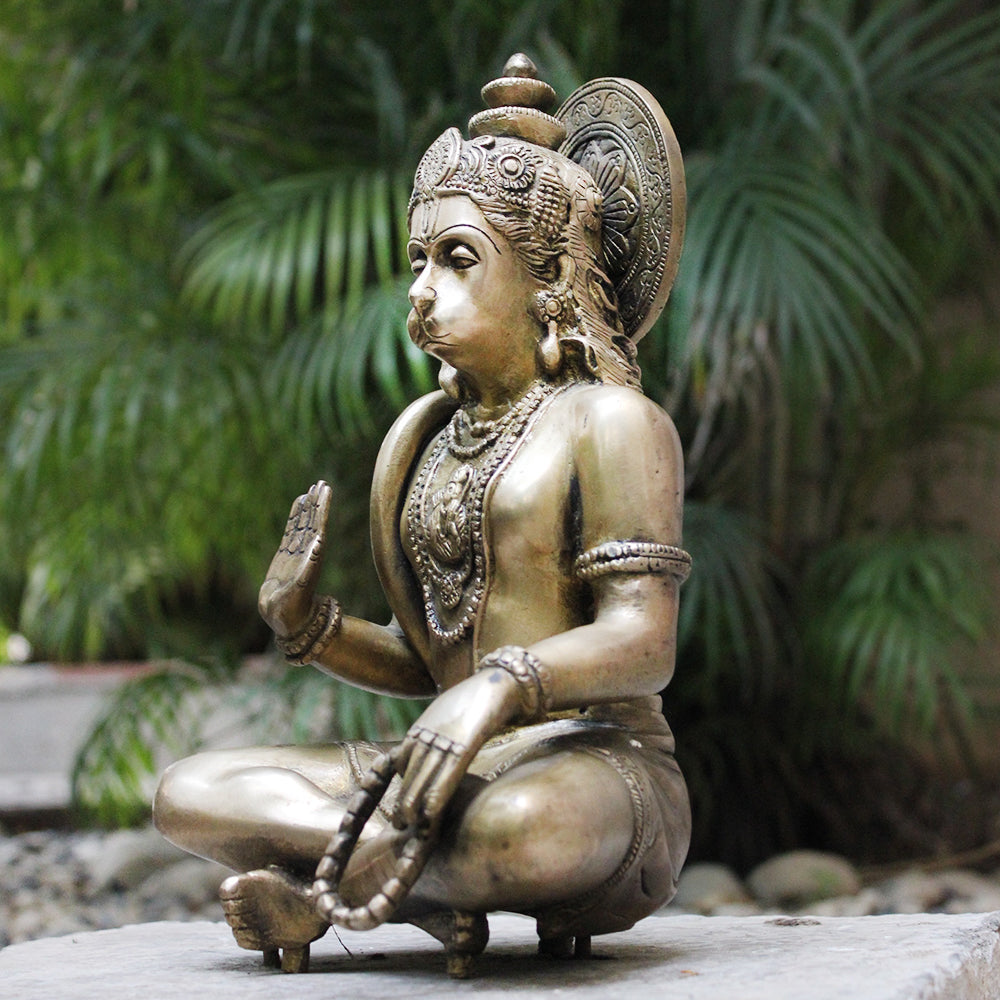 Vintage Brass Sculpture of Hanuman - Devotee of Lord Rama. Ht 30 cm x W 20 cm x D 15 cm