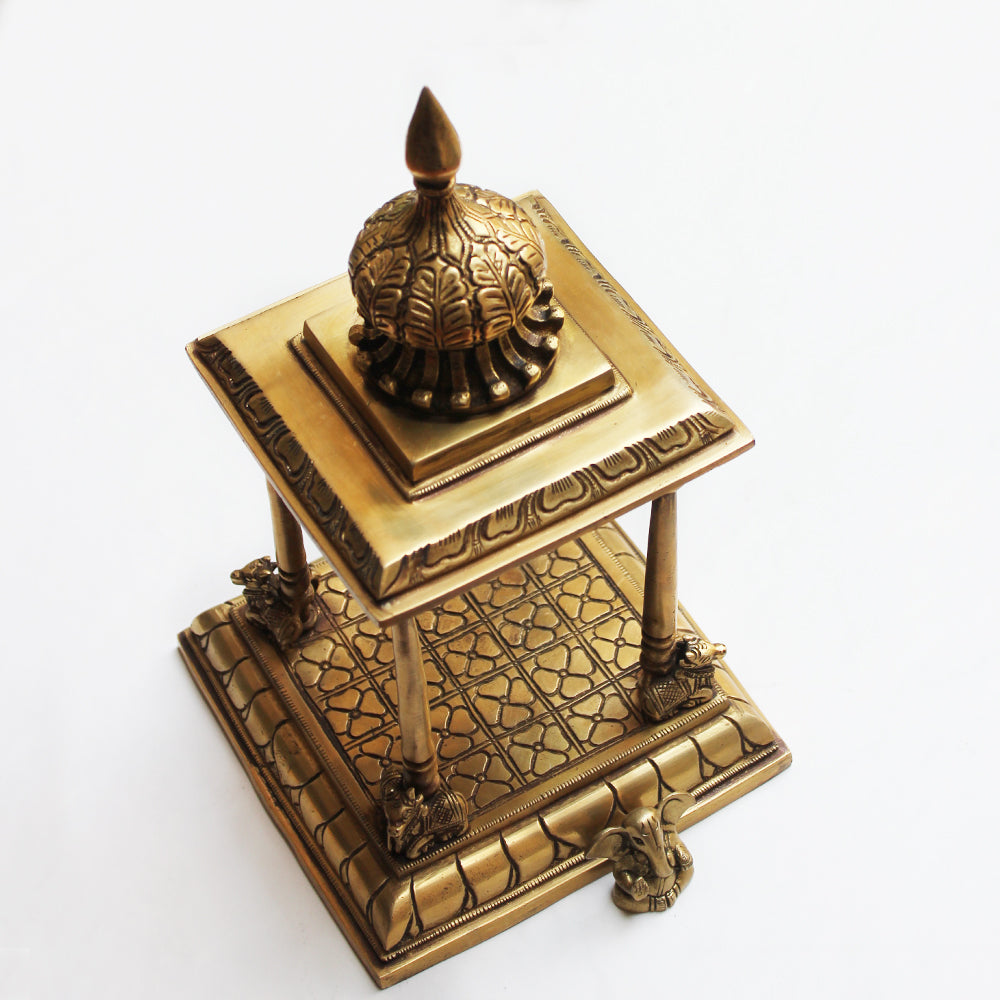 Vintage Brass Mandir | Temple With Nandi - Home To The Gods. Height 35 cm x W 19 cm