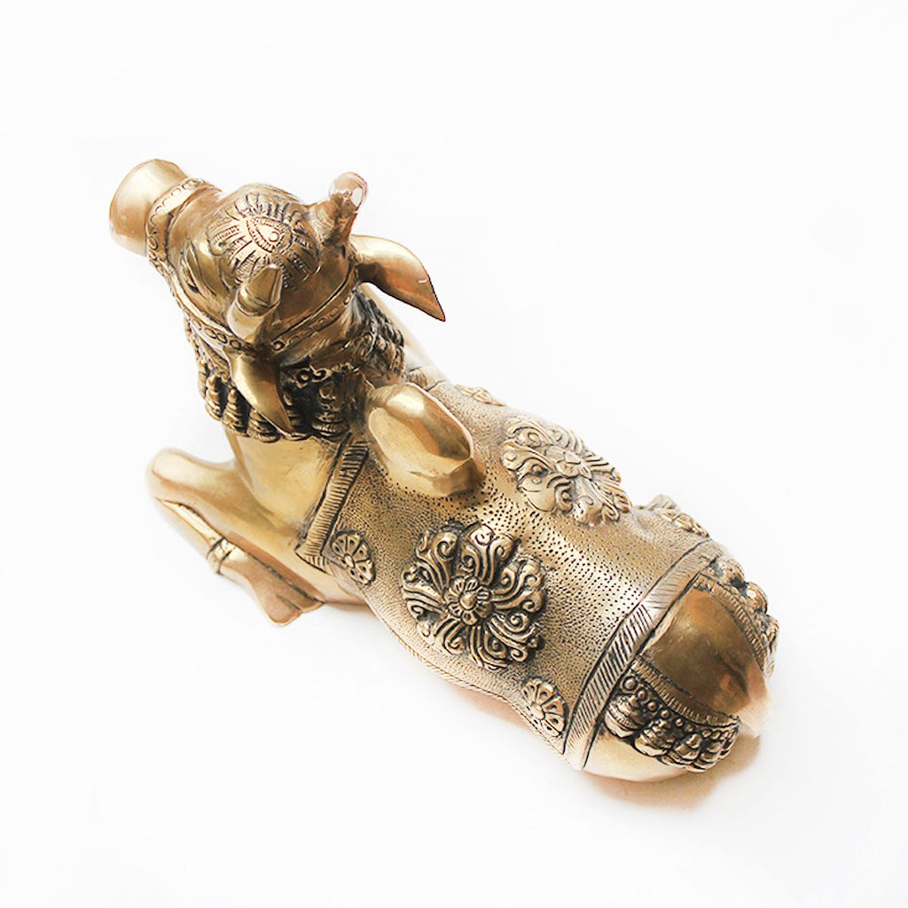 Handcrafted Brass Nandi - Vahan | Vehicle Of Lord Shiva. Length 28 cm x Height 19 cm