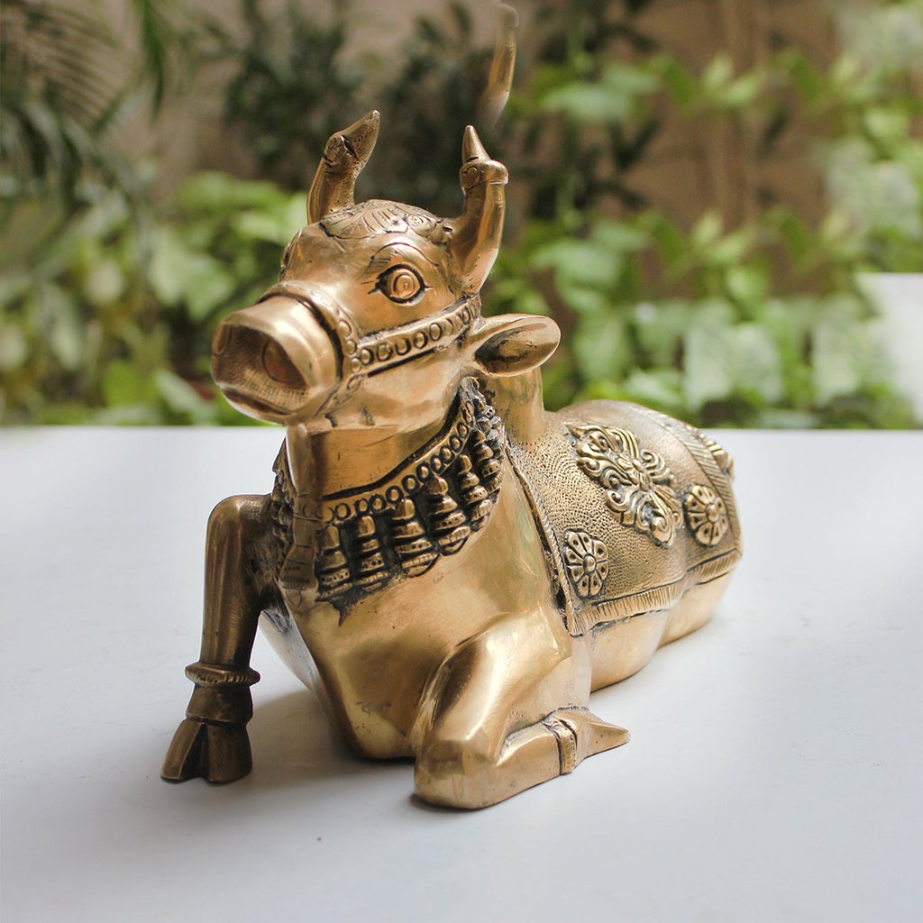 Handcrafted Brass Nandi - Vahan | Vehicle Of Lord Shiva. Length 28 cm x Height 19 cm