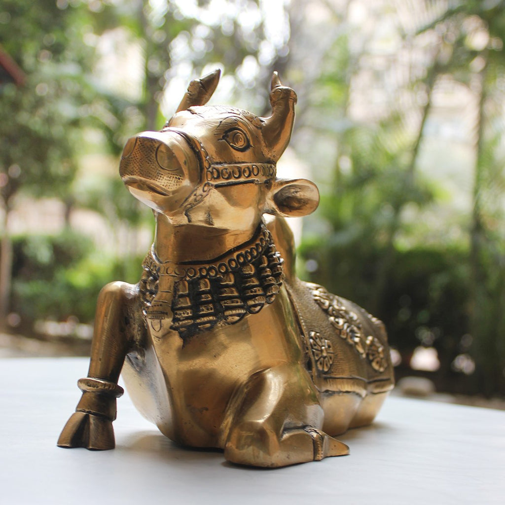 Handcrafted Brass Nandi - Vahan | Vehicle Of Lord Shiva. Length 28 cm x Height 19 cm