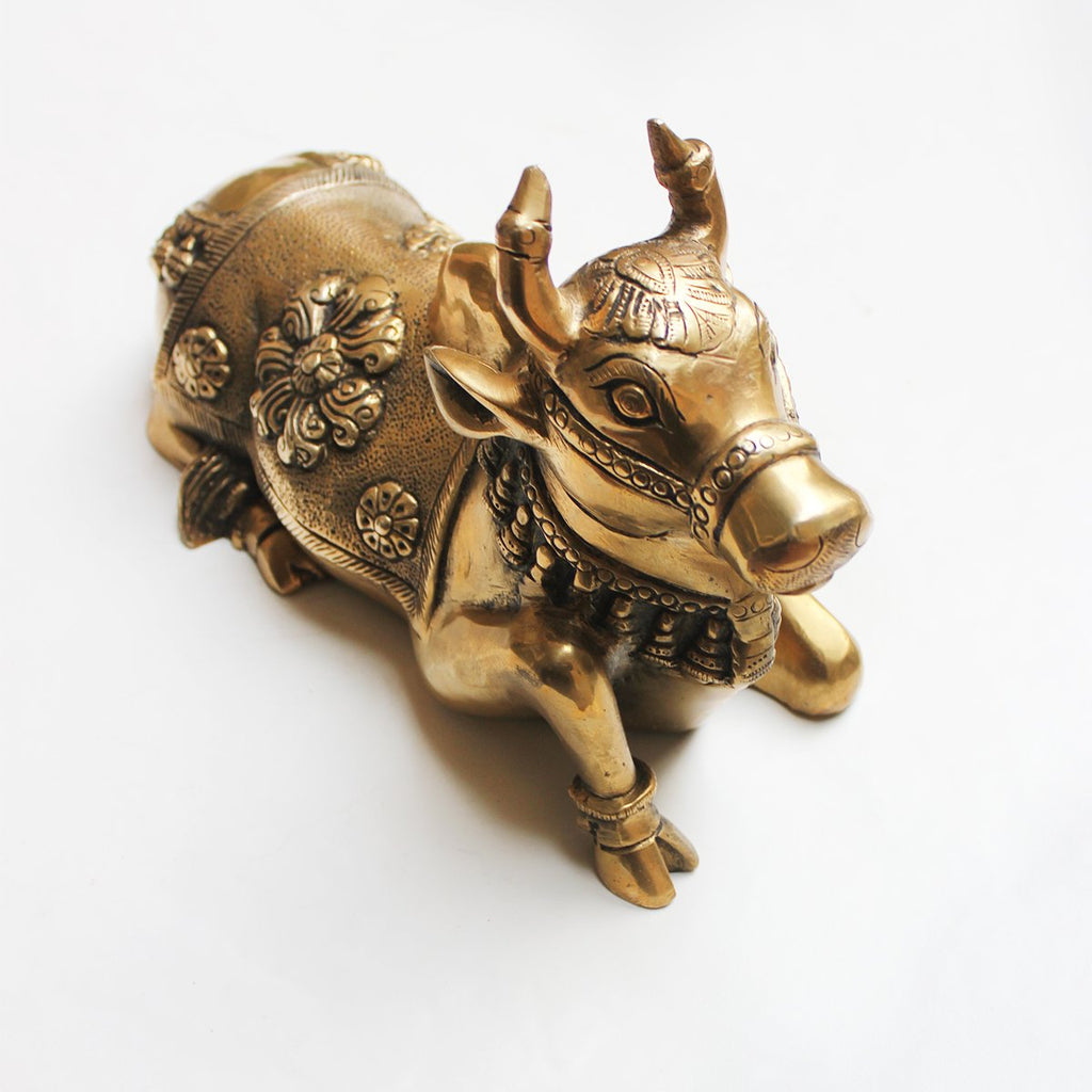 Handcrafted Brass Nandi - Vahan | Vehicle Of Lord Shiva. Length 28 cm x Height 19 cm