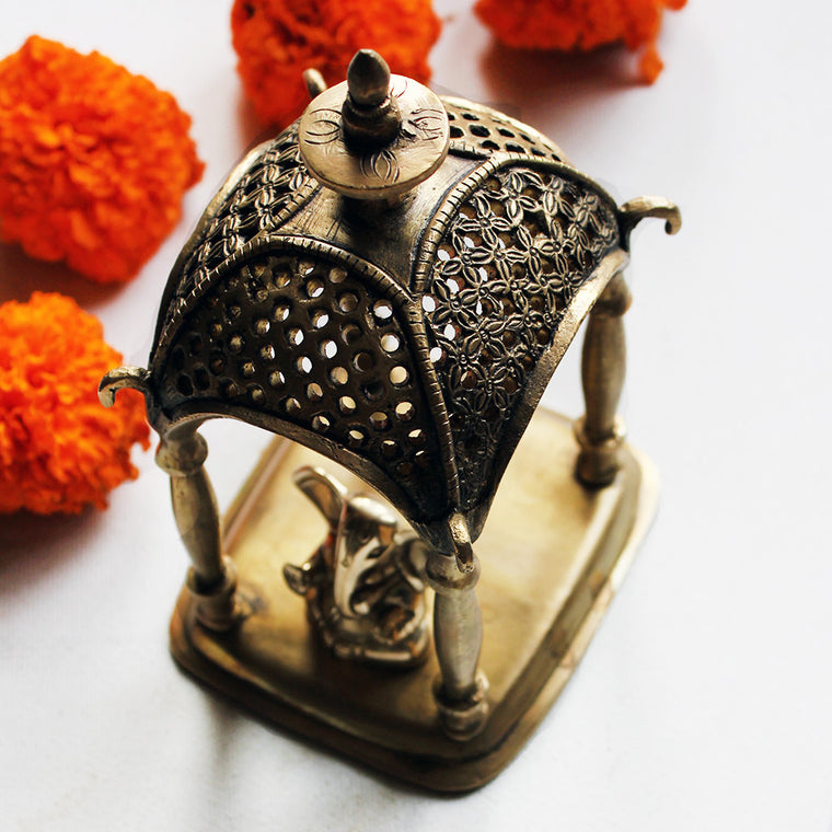 Brass Jharoka or Temple - Home To The Gods - 17x10x9 cms - theindianweave