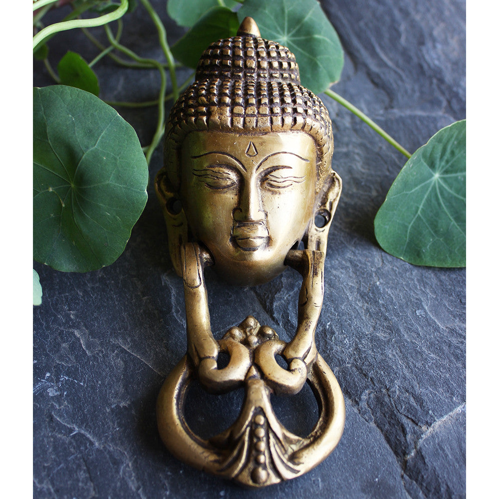 Majestic Buddha Face Brass Door Knocker - theindianweave