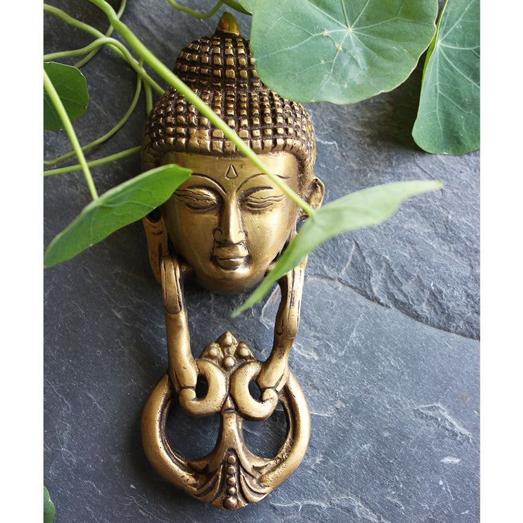 Majestic Buddha Face Brass Door Knocker - theindianweave