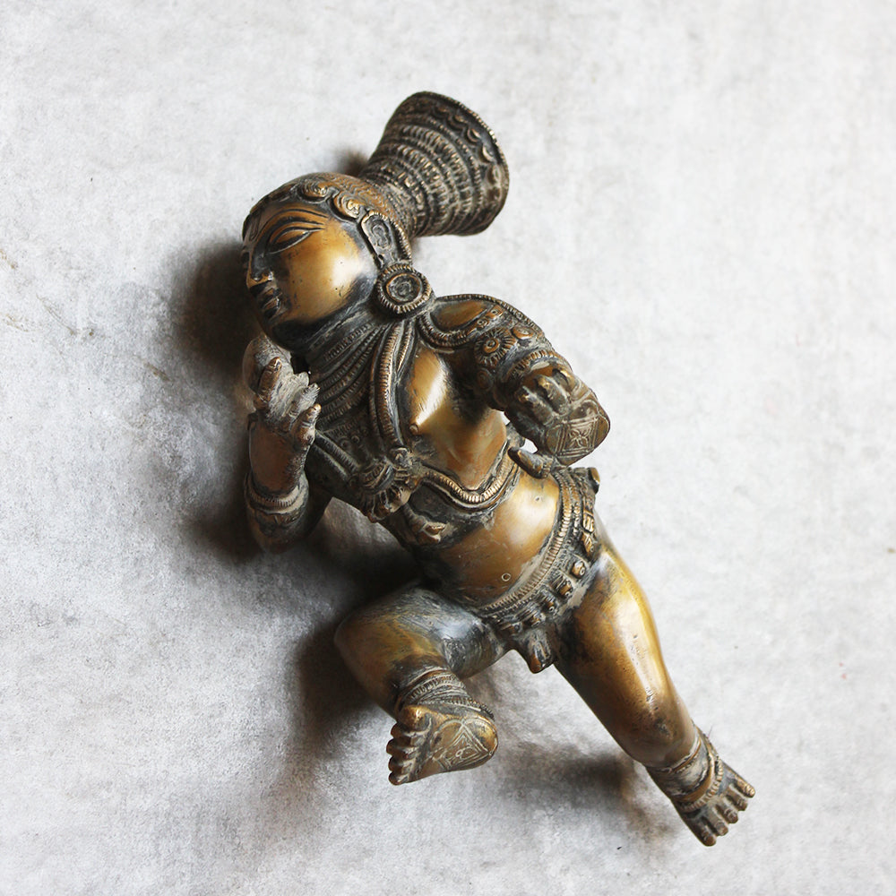 Vintage Brass Sculpture of Balakrishna or Divine Child Krishna . Length 20 cm x Ht 14 cm x W 15 cm