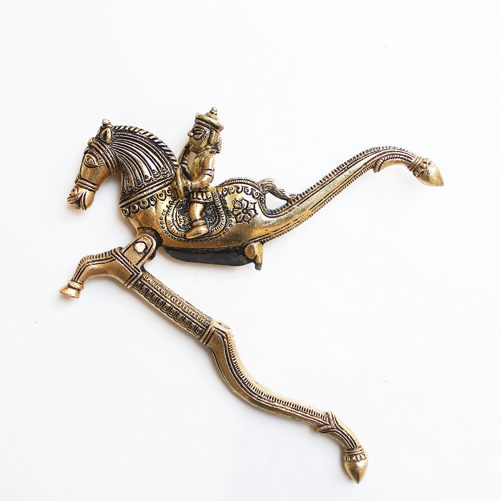 Majestic Brass Nut Cutter With A Galloping Horse & Rider - Length 22 cm x Height 12 cm