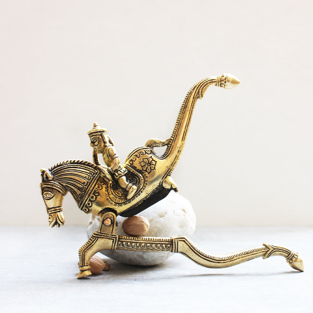 Majestic Brass Nut Cutter With A Galloping Horse & Rider - Length 22 cm x Height 12 cm