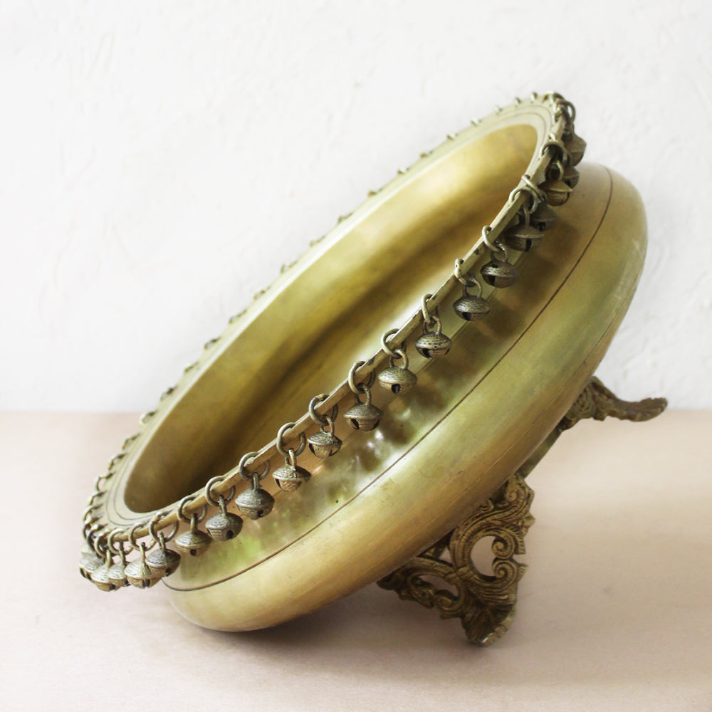 Brass Urli Handcrafted With Brass Bells | Ghungroos - Diameter 30 cm x Height 15 cm